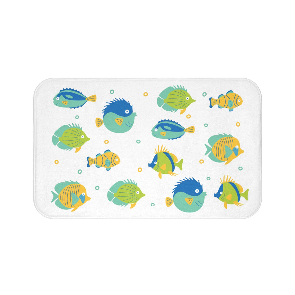 Colorful Tropical Fish Bath Mat | Nautical Ocean Pattern, Kids Bathroom, Fun Beach House Bathroom Rug, Coastal Gift Idea, Seaside Bathroom