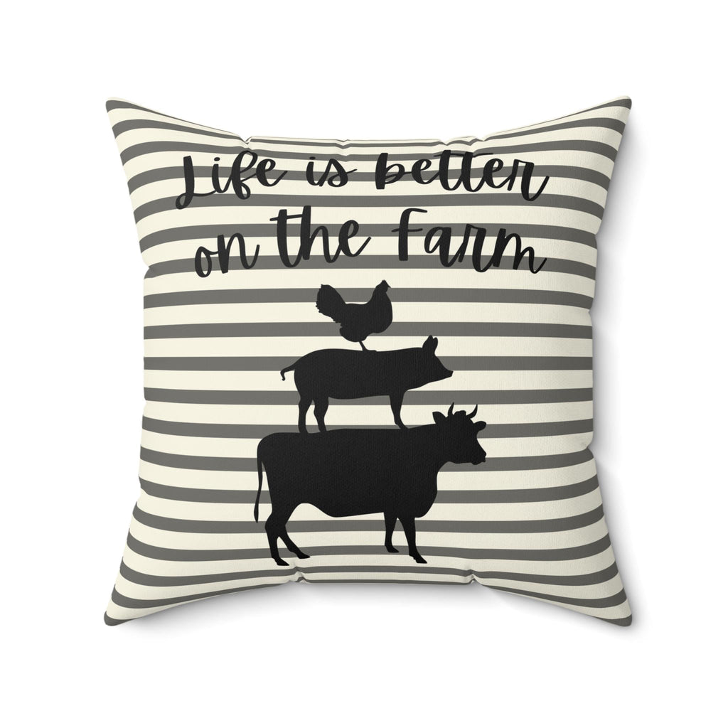 Farm Animal Stack pillow | striped farmhouse decor, "Life is Better on the Farm", County Home Deco, Rustic Farmhouse Pillow, New Home Gift