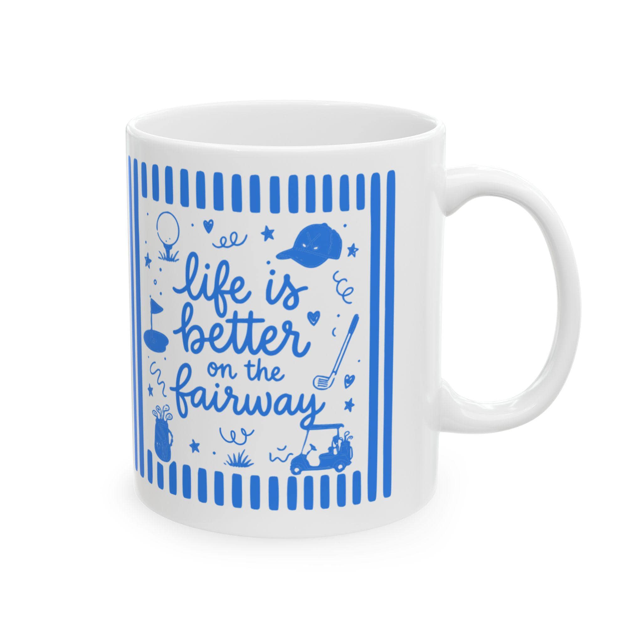 Life Is Better on the Fairway Mug | Golf Coffee Cup, Golfer Ceramic Mug, Golfer Gift Coffee Mug, Doddle Graphic Golf Mug