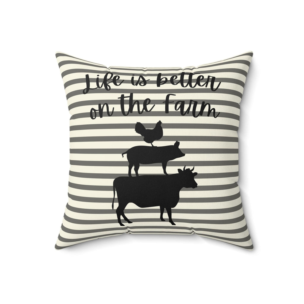 Farm Animal Stack pillow | striped farmhouse decor, "Life is Better on the Farm", County Home Deco, Rustic Farmhouse Pillow, New Home Gift