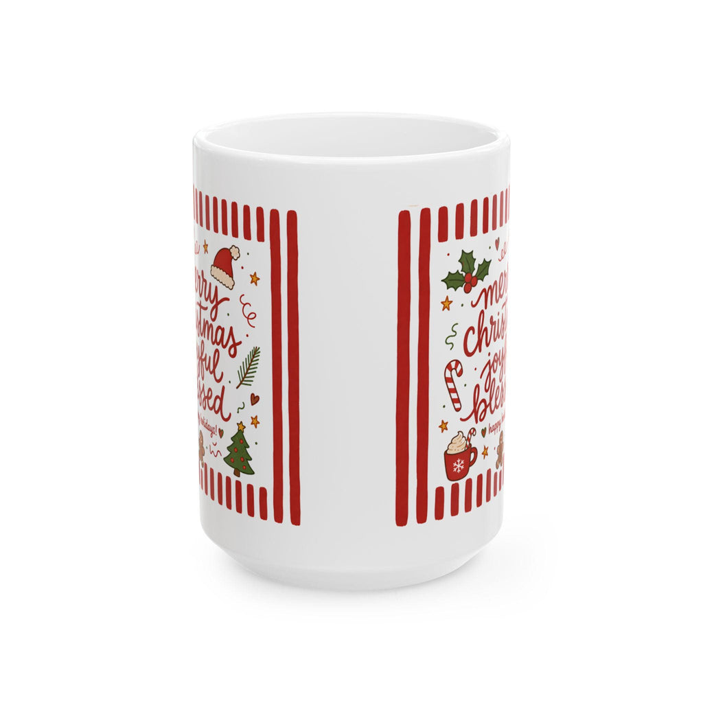 Festive Candy Cane Holly Christmas Typography Mug | 11oz 15oz
