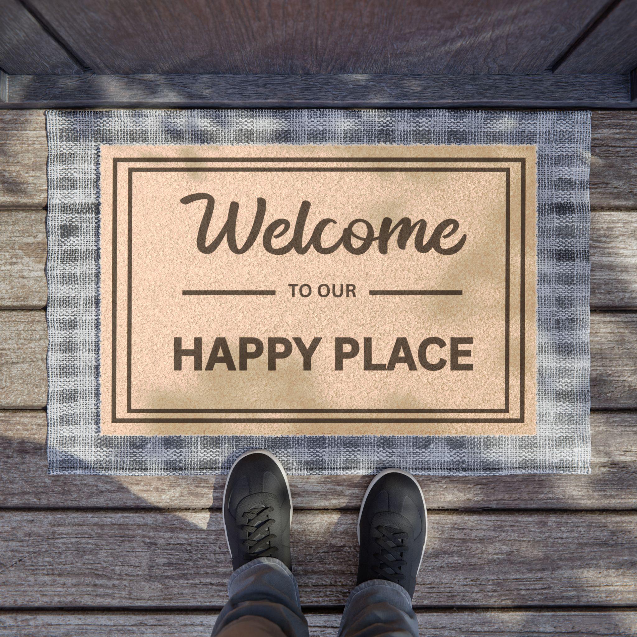 Welcome To My Happy Place Doormat, Coir Entry Mat