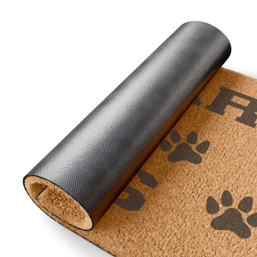 Beware of Dog Coir Doormat | Paw Print Welcome Mat