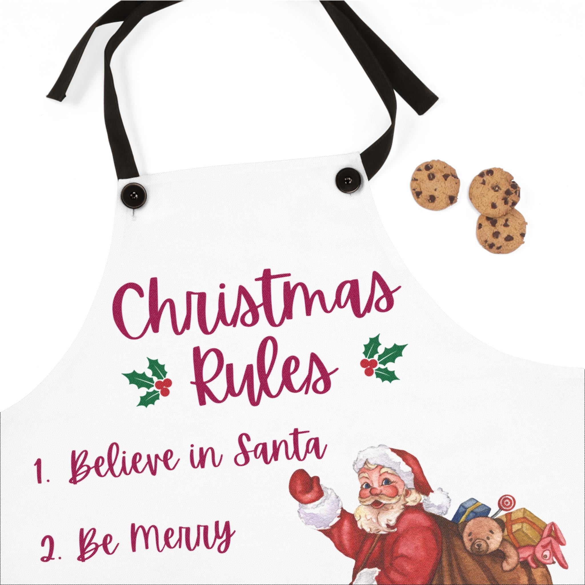 Christmas Rules Kitchen Apron | Santa Holiday Baking