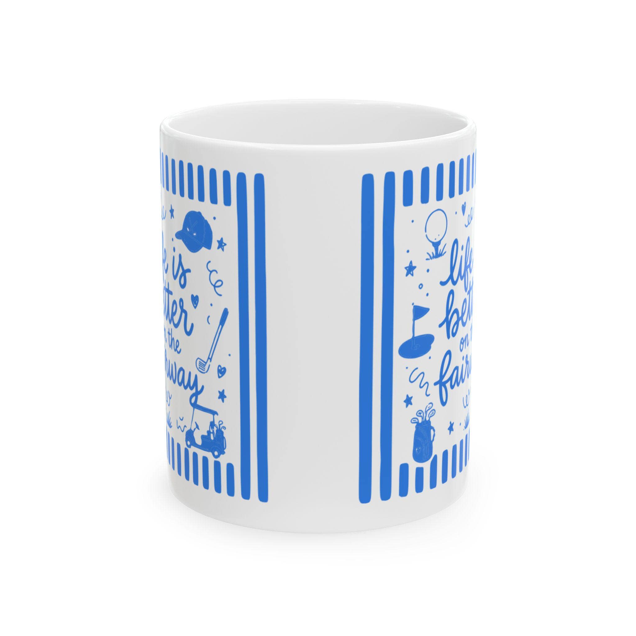 Life Is Better on the Fairway Mug | Golf Coffee Cup, Golfer Ceramic Mug, Golfer Gift Coffee Mug, Doddle Graphic Golf Mug