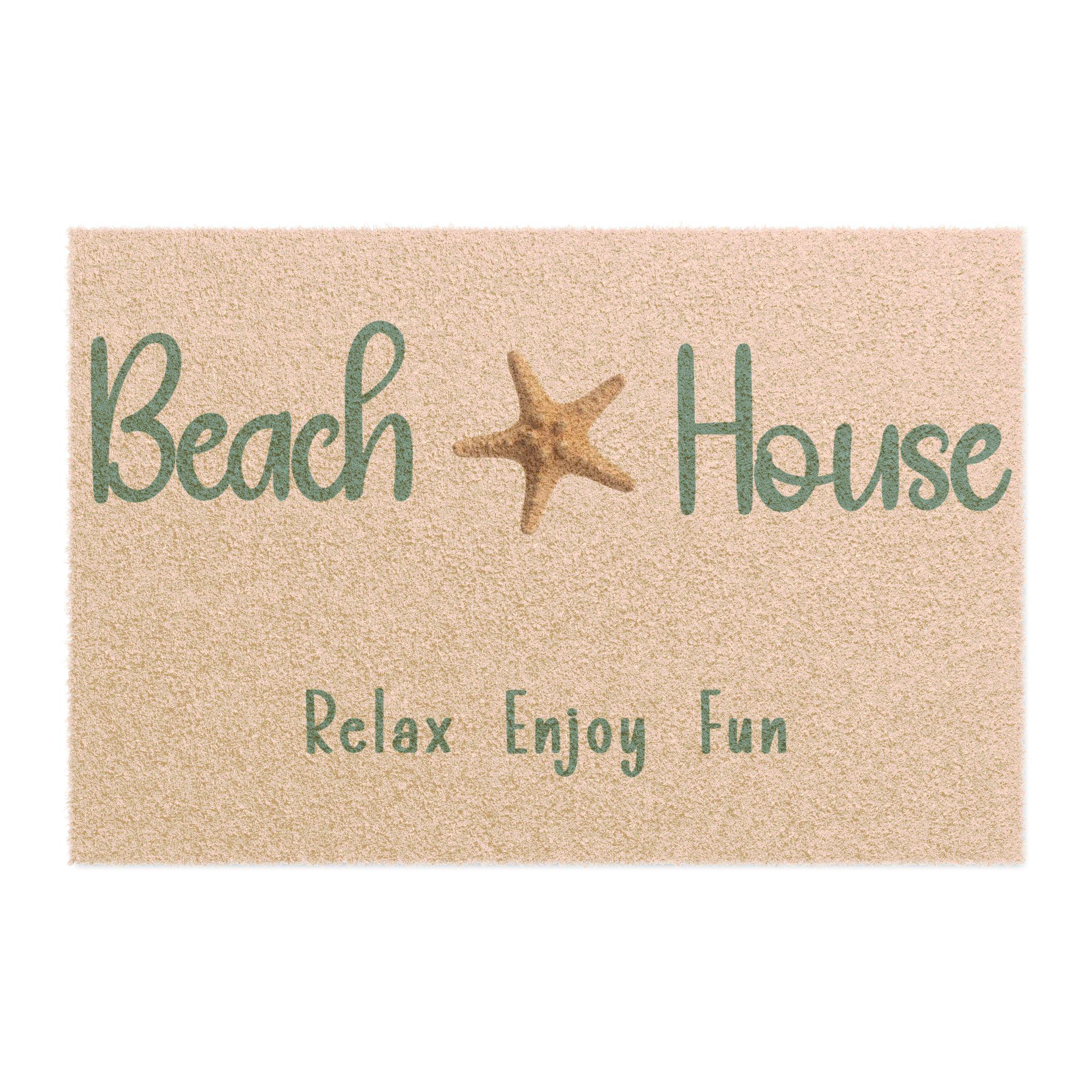 Beach House Doormat | Starfish Welcome Entry Rug, Coastal Home Decor