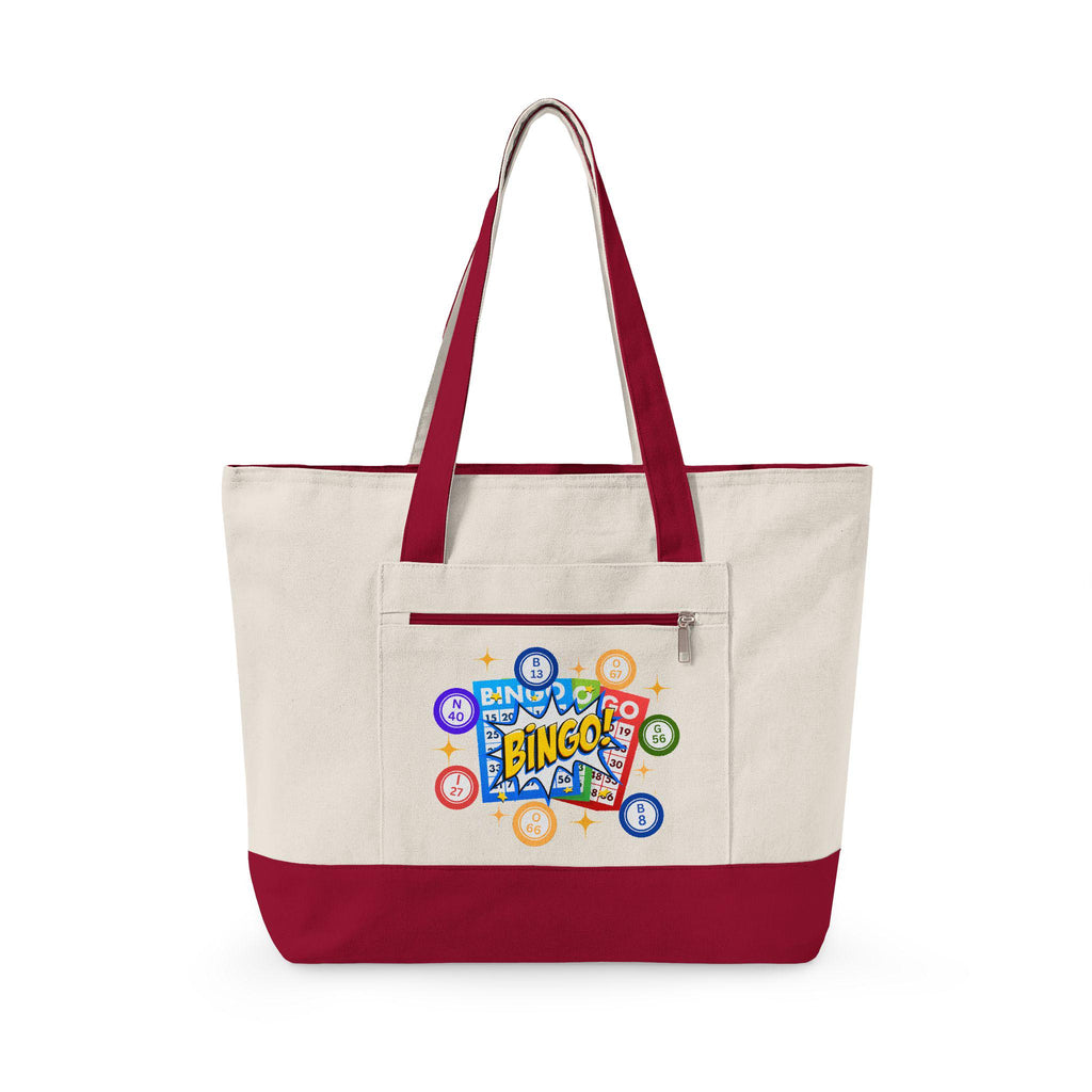 Zippered Canvas Bingo Tote Bag | Game Night, Bingo Caller Accessories
