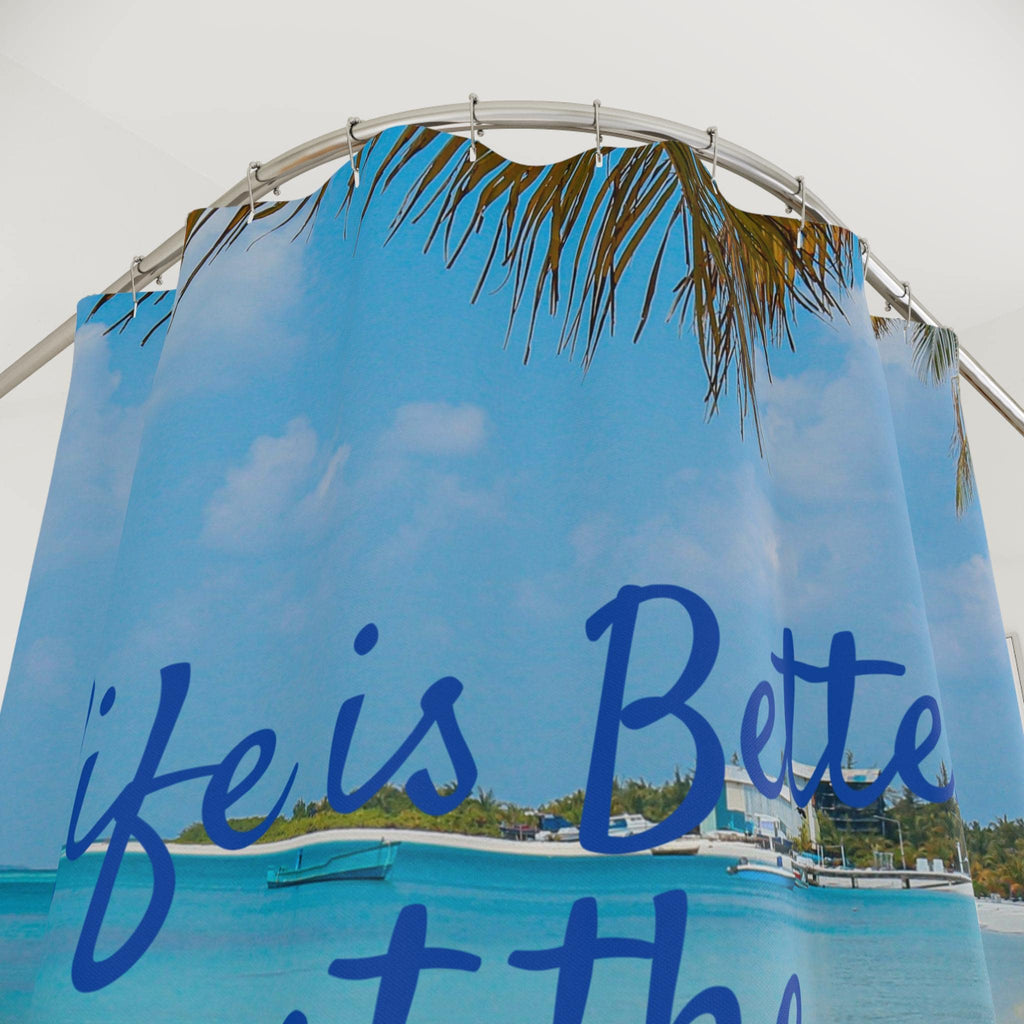 Life Is Better at the Beach Shower Curtain | Beach Scene, Vacation House Deco, Beach Bathroom Accessory, Coastal Deco for Home, House Gift