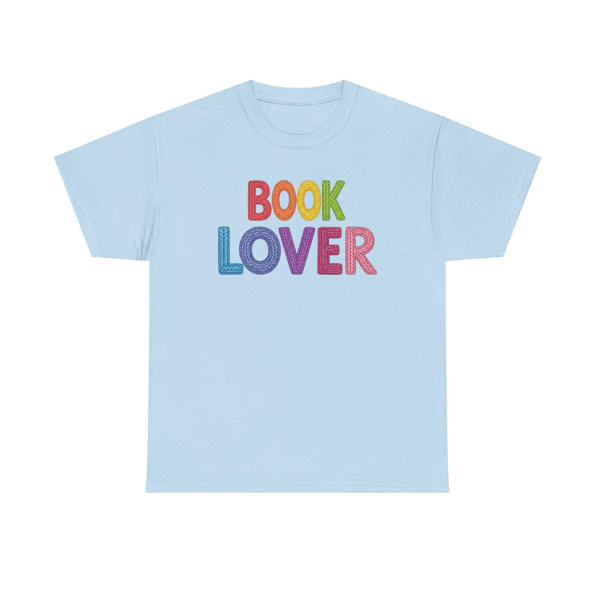 Book Lover Tee | Rainbow Stitched Text, Crew Neck Cotton Shirt