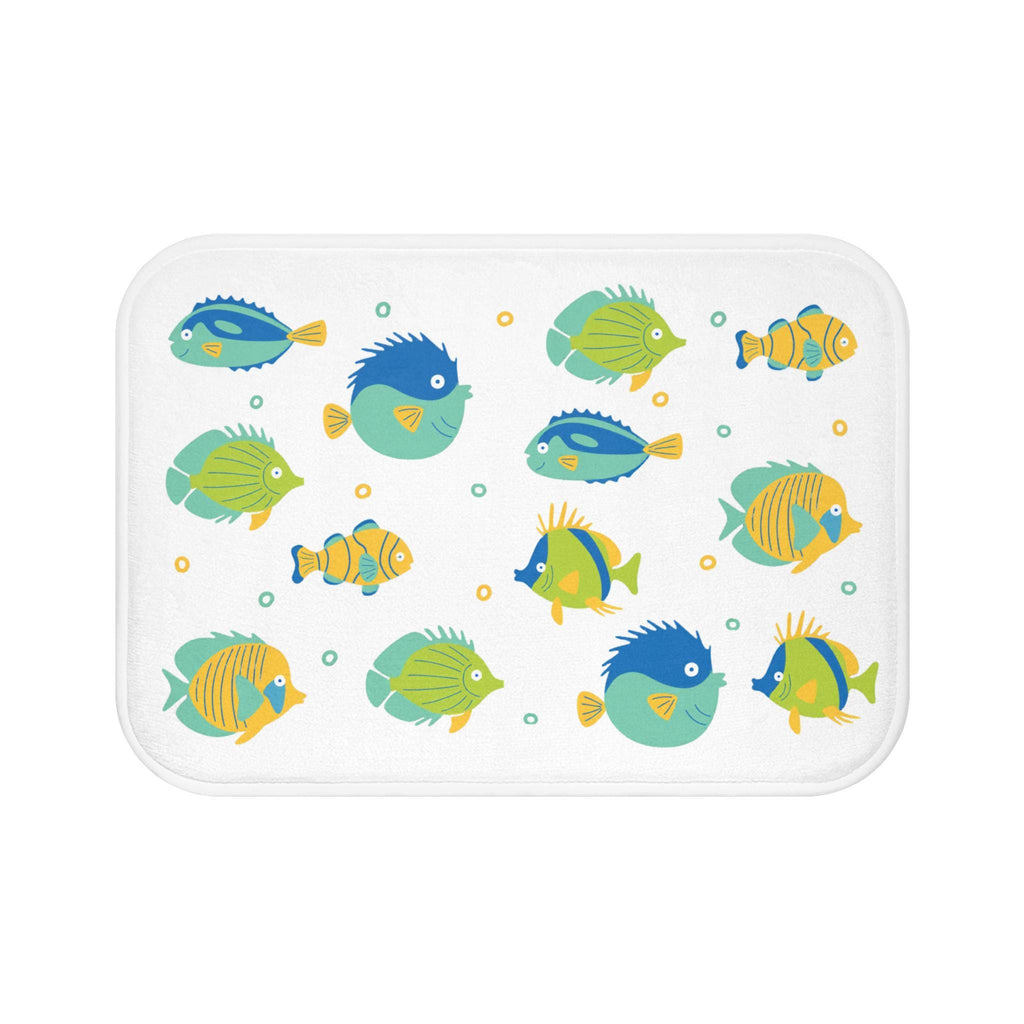 Colorful Tropical Fish Bath Mat | Nautical Ocean Pattern, Kids Bathroom, Fun Beach House Bathroom Rug, Coastal Gift Idea, Seaside Bathroom