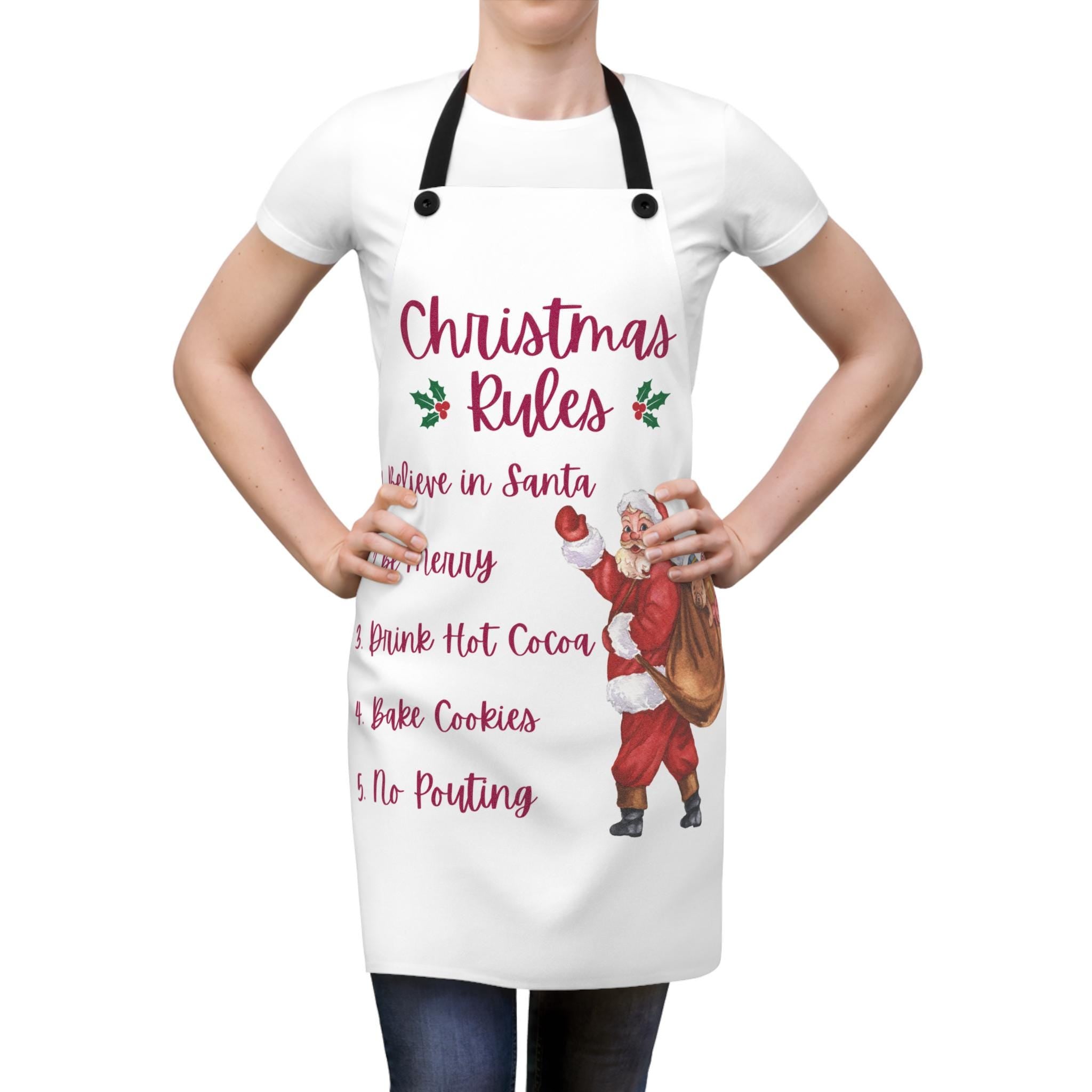 Christmas Rules Kitchen Apron | Santa Holiday Baking