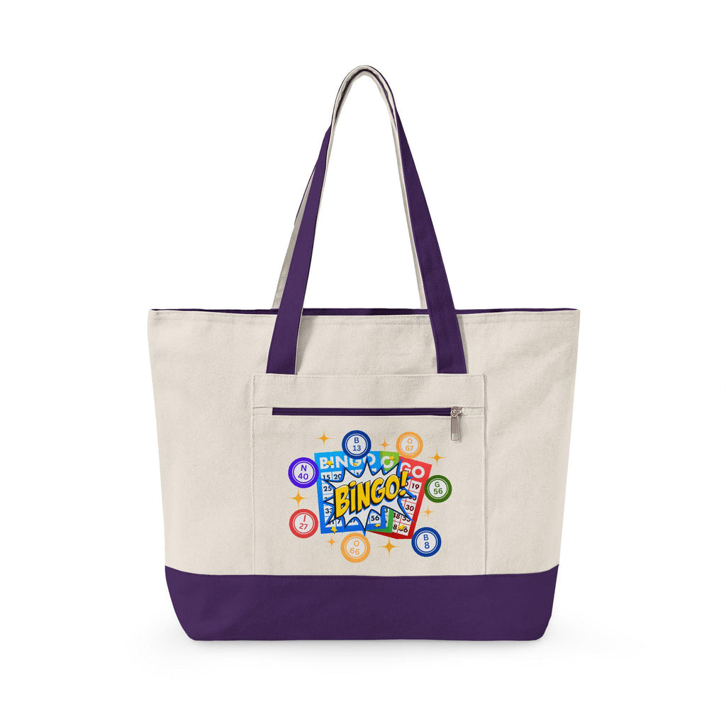 Zippered Canvas Bingo Tote Bag | Game Night, Bingo Caller Accessories