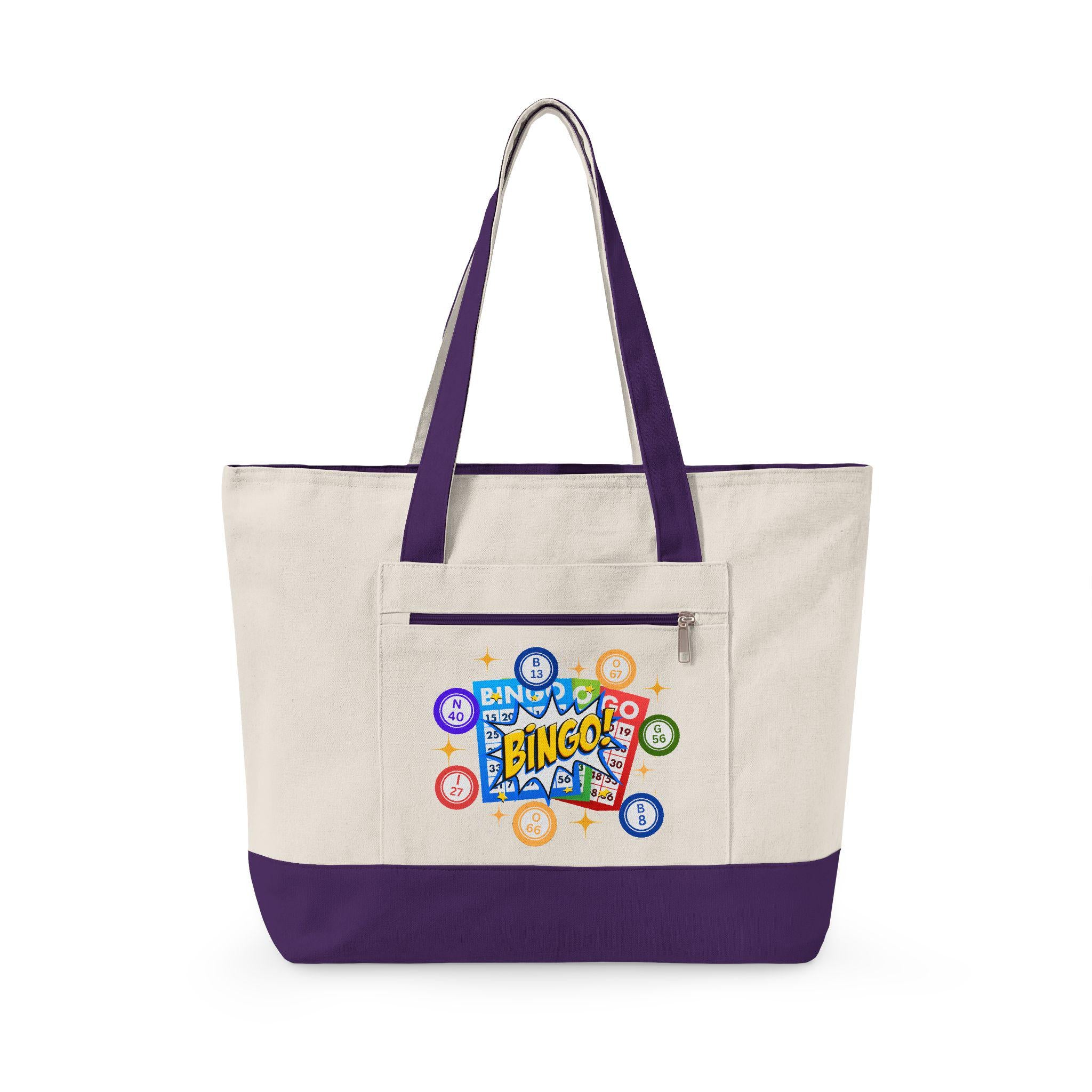Zippered Canvas Bingo Tote Bag | Game Night, Bingo Caller Accessories