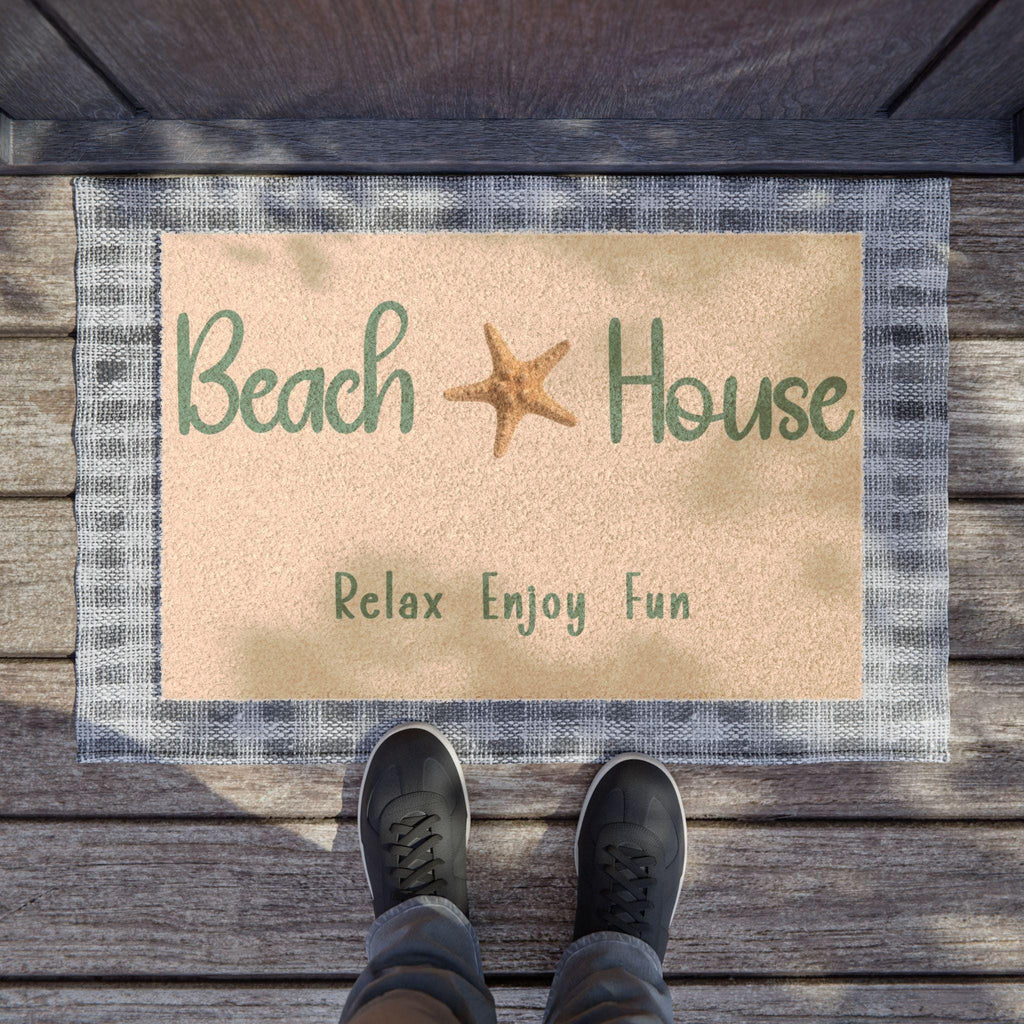 Beach House Doormat | Starfish Welcome Entry Rug, Coastal Home Decor