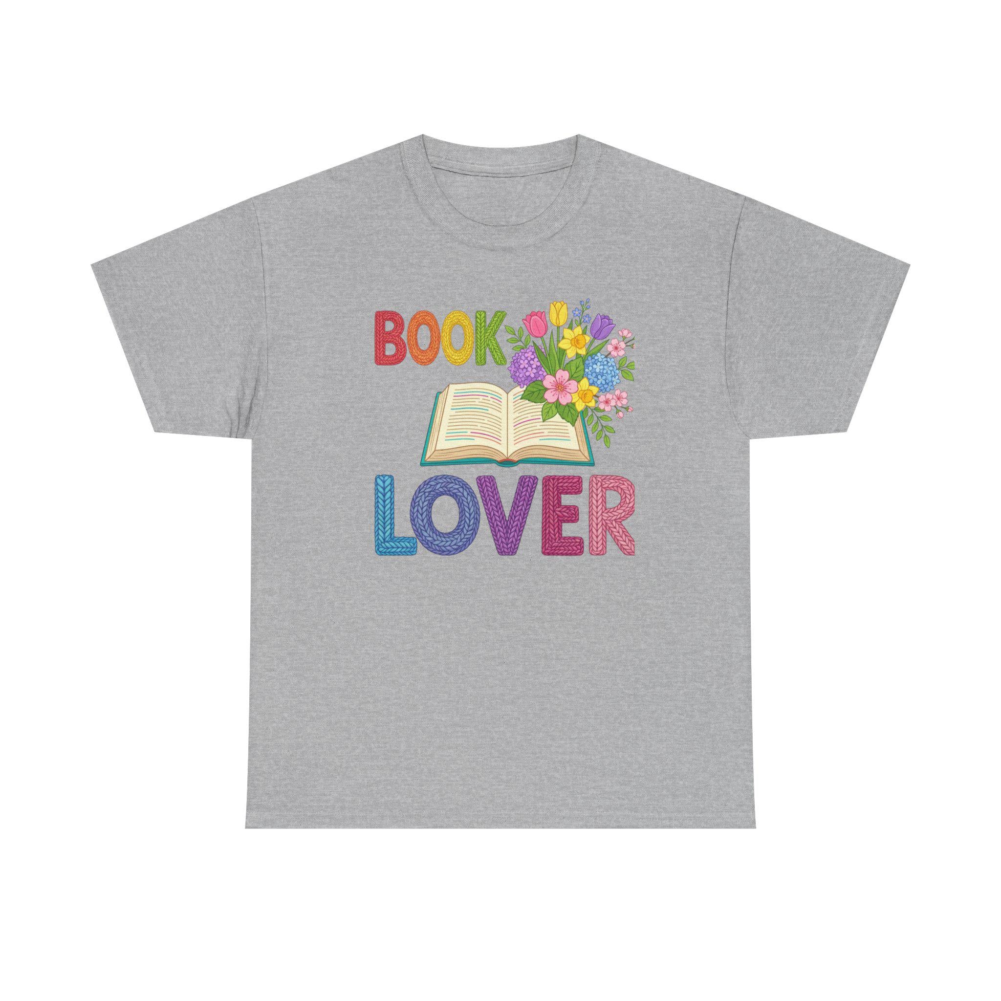 Book Lover T-Shirt | Open Book with Flowers, Colorful Text, Reading Tee