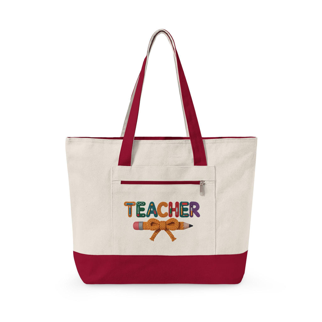 Teacher Floral Pencil Canvas Tote Bag | School Work Bag