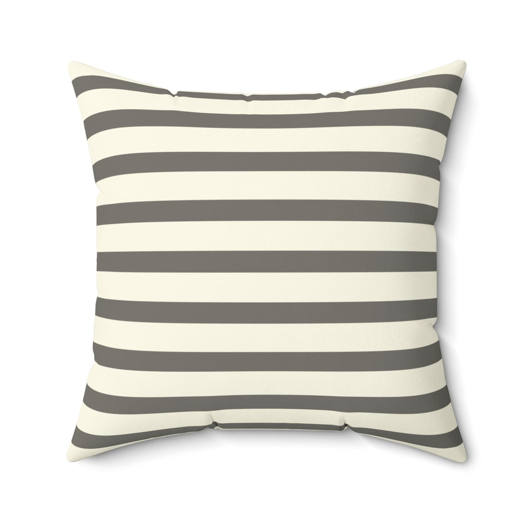 Gray Cream Horizontal Stripe Square Pillow, Modern Farmhouse Accent Cushion