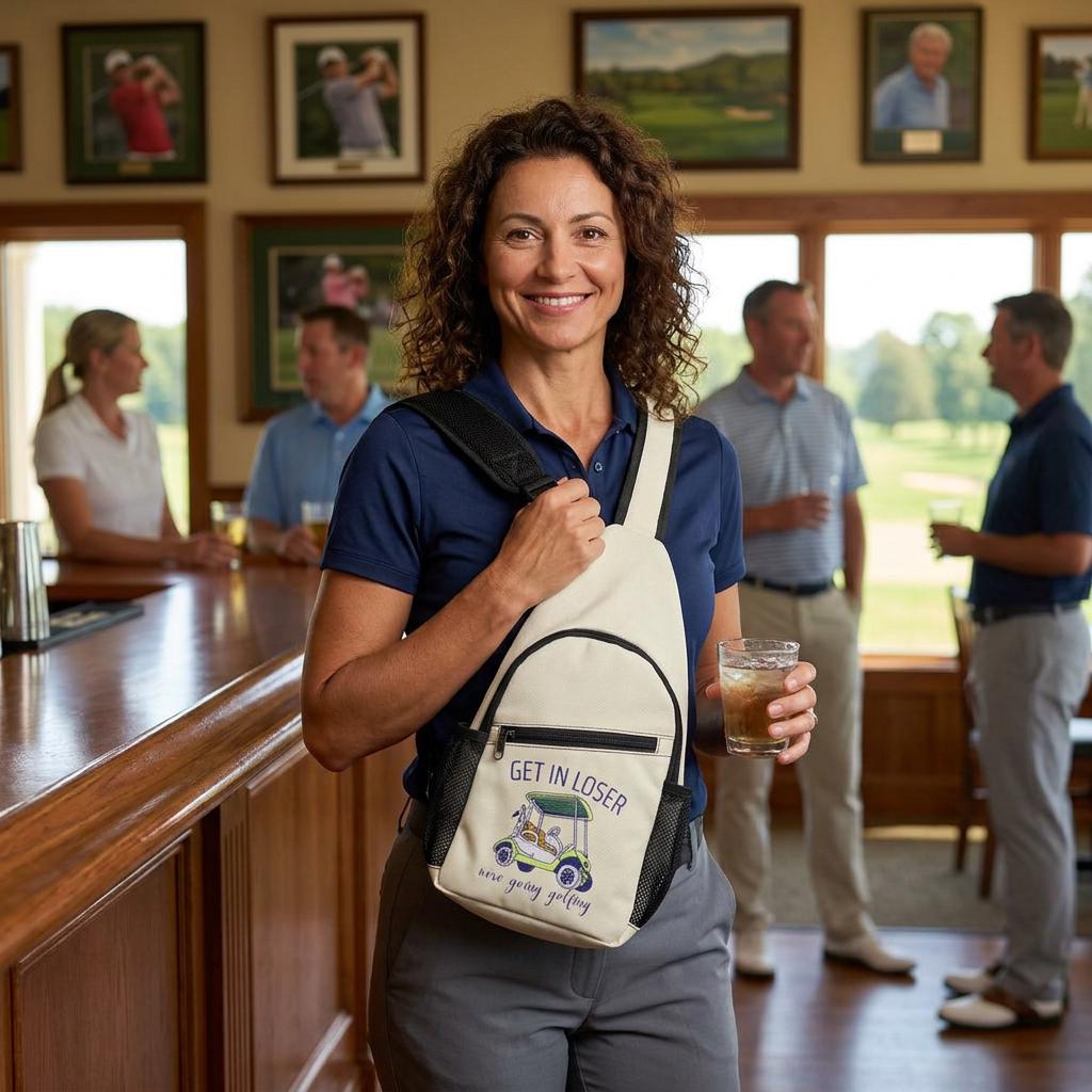 Get in Loser Golf Cart Chest Bag | AOP Sling Crossbody, Golf Lover Gift, Golf Accessory, Her His Shoulder Bag, Graphic Sling Shoulder Bag