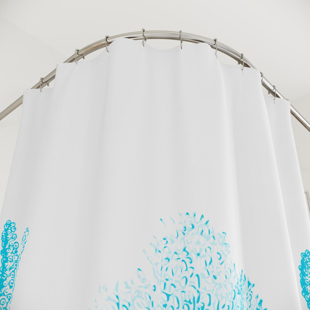 Blue Coral Reef Shower Curtain | Ocean Sea Life Bathroom Decor, Beach Vacation House Bathroom Curtain, New Home Bathroom Gift, Wedding Gift
