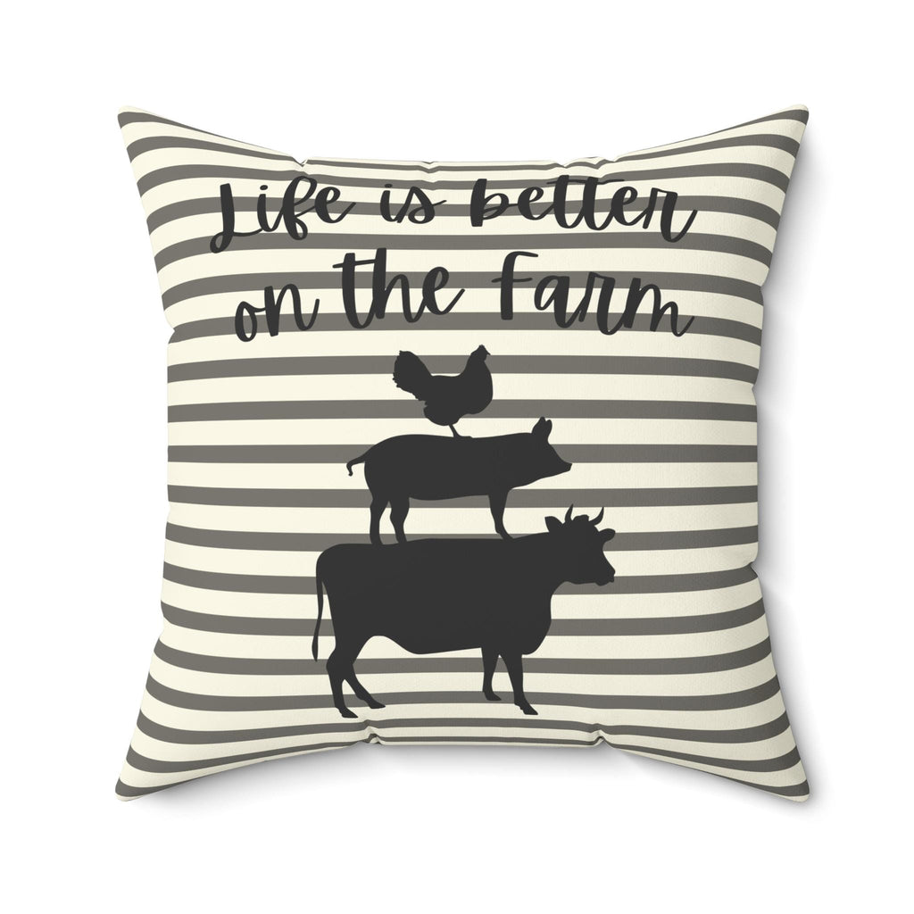 Farm Animal Stack pillow | striped farmhouse decor, "Life is Better on the Farm", County Home Deco, Rustic Farmhouse Pillow, New Home Gift