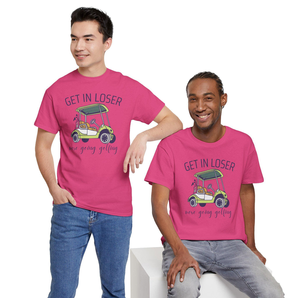 Golf Cart Illustration T-Shirt | "Get In Looser" Golf Humor Tee
