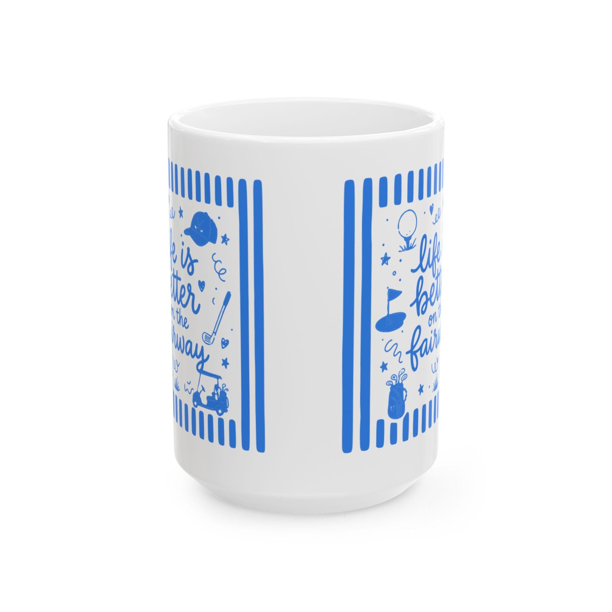 Life Is Better on the Fairway Mug | Golf Coffee Cup, Golfer Ceramic Mug, Golfer Gift Coffee Mug, Doddle Graphic Golf Mug
