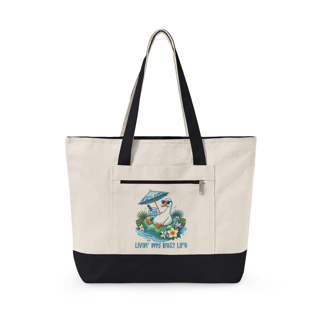 Beach Goose Canvas Tote Bag | Coastal Zippered Travel Bag
