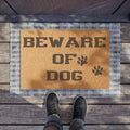 Beware of Dog Coir Doormat | Paw Print Welcome Mat