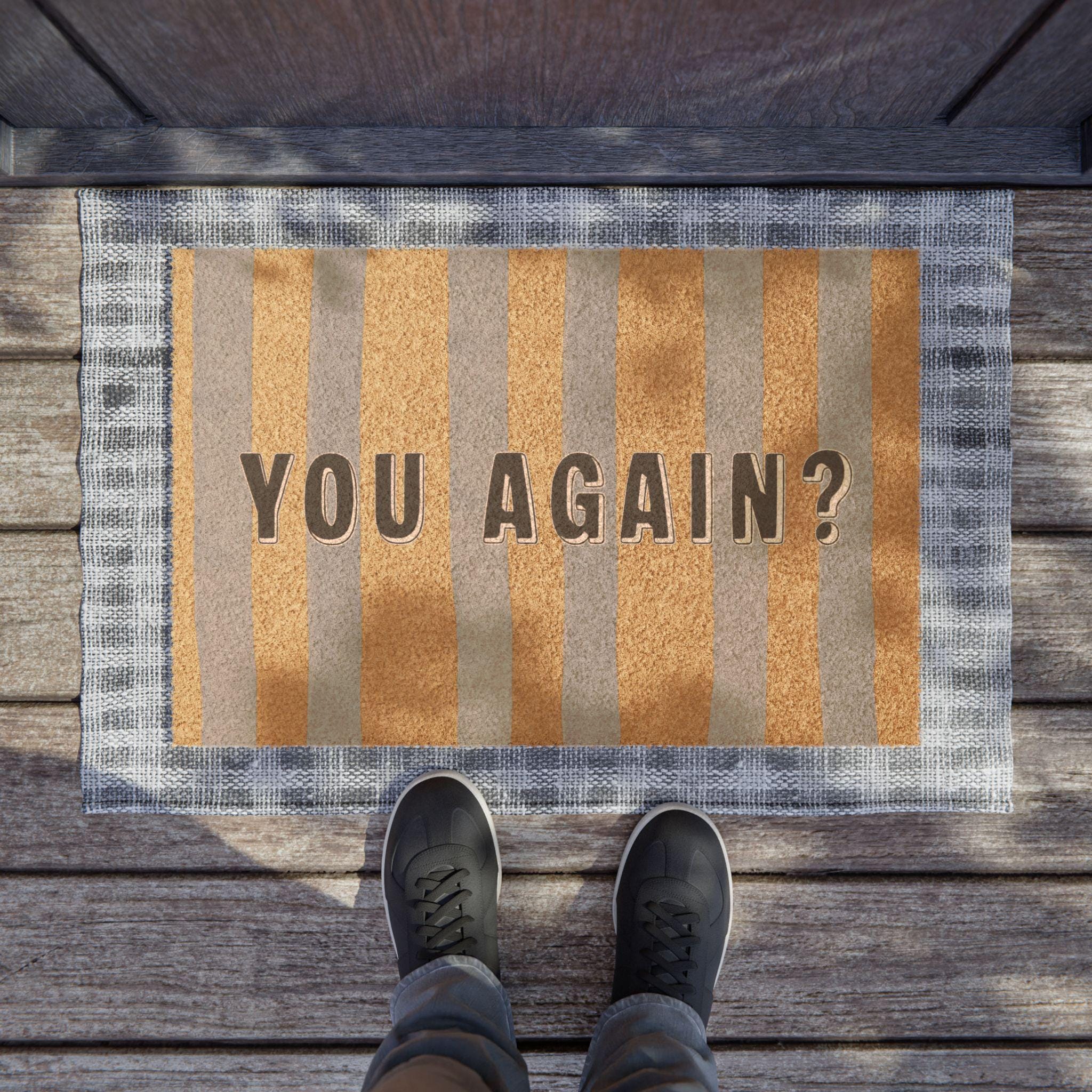You Again? striped doormat | funny welcome mat, coir entry rug, Statement Front Door Mat, New Home, House Gift, Apt Front Door Mat