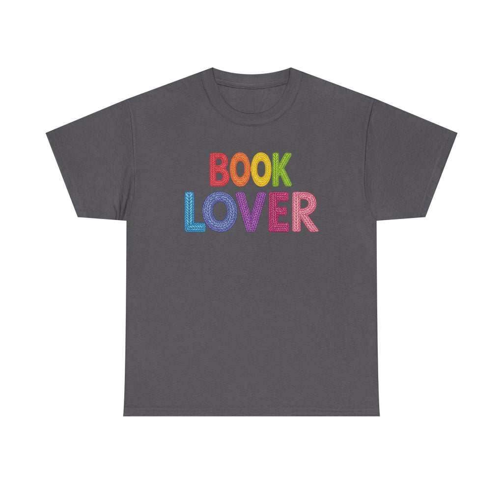 Book Lover Tee | Rainbow Stitched Text, Crew Neck Cotton Shirt