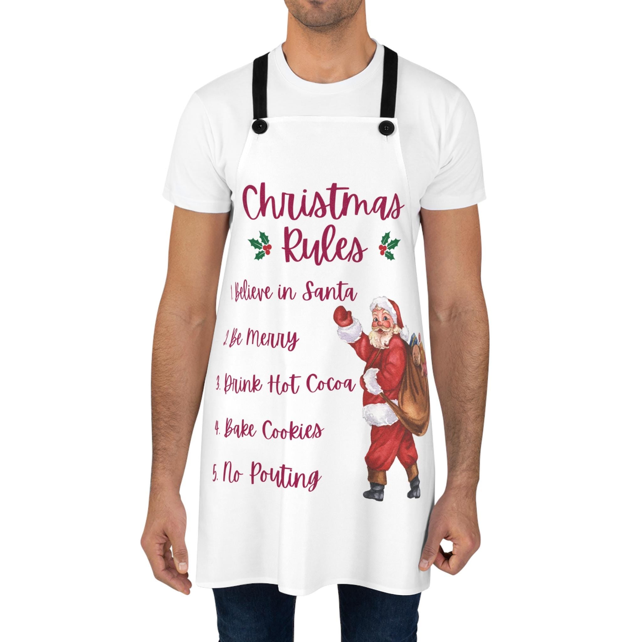 Christmas Rules Kitchen Apron | Santa Holiday Baking
