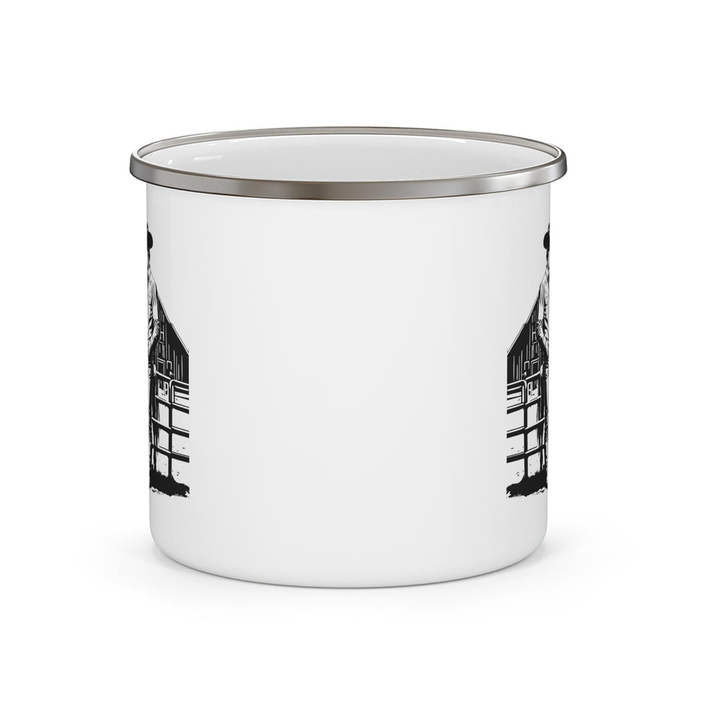 Cowboy & Horse Enamel Camping Mug: Rustic Western Decor Gift