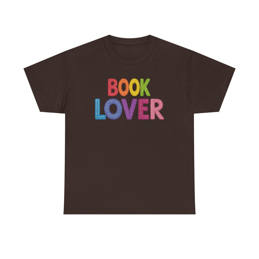 Book Lover Tee | Rainbow Stitched Text, Crew Neck Cotton Shirt