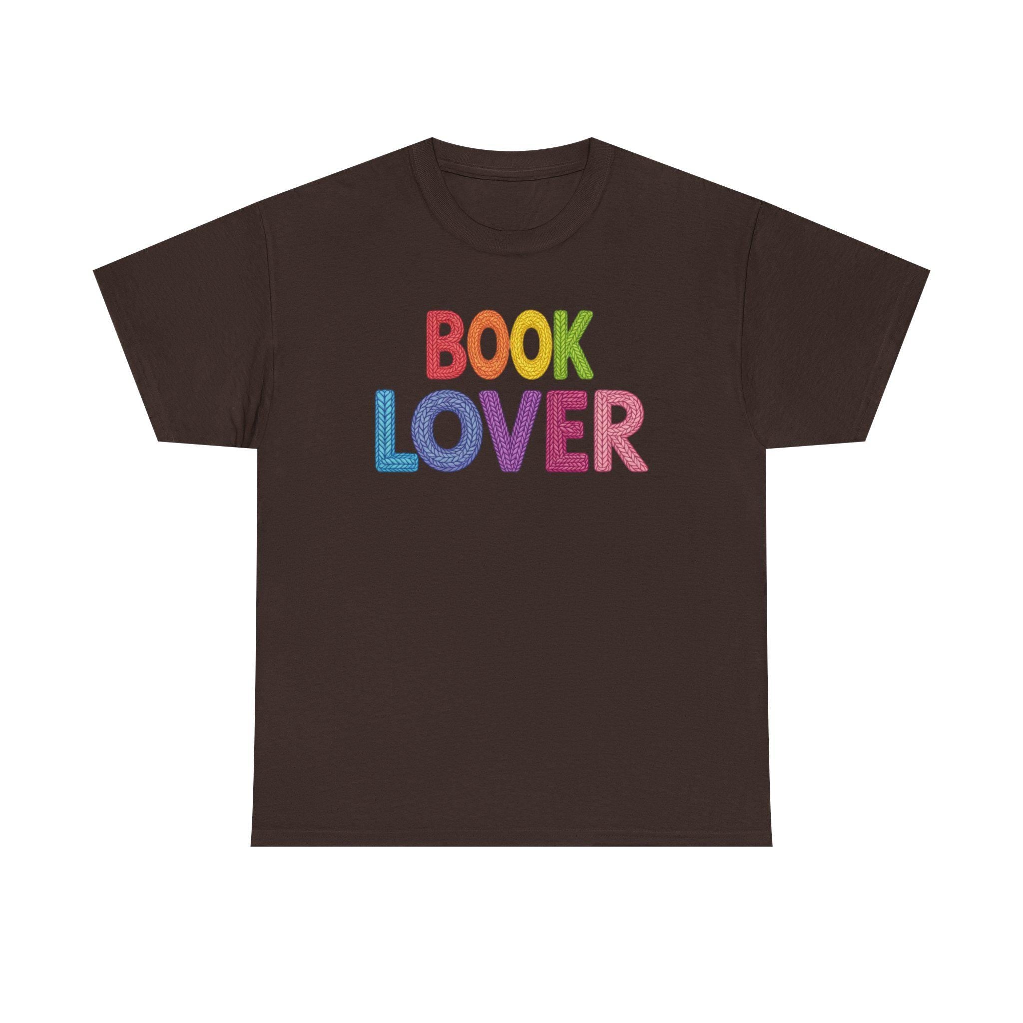 Book Lover Tee | Rainbow Stitched Text, Crew Neck Cotton Shirt