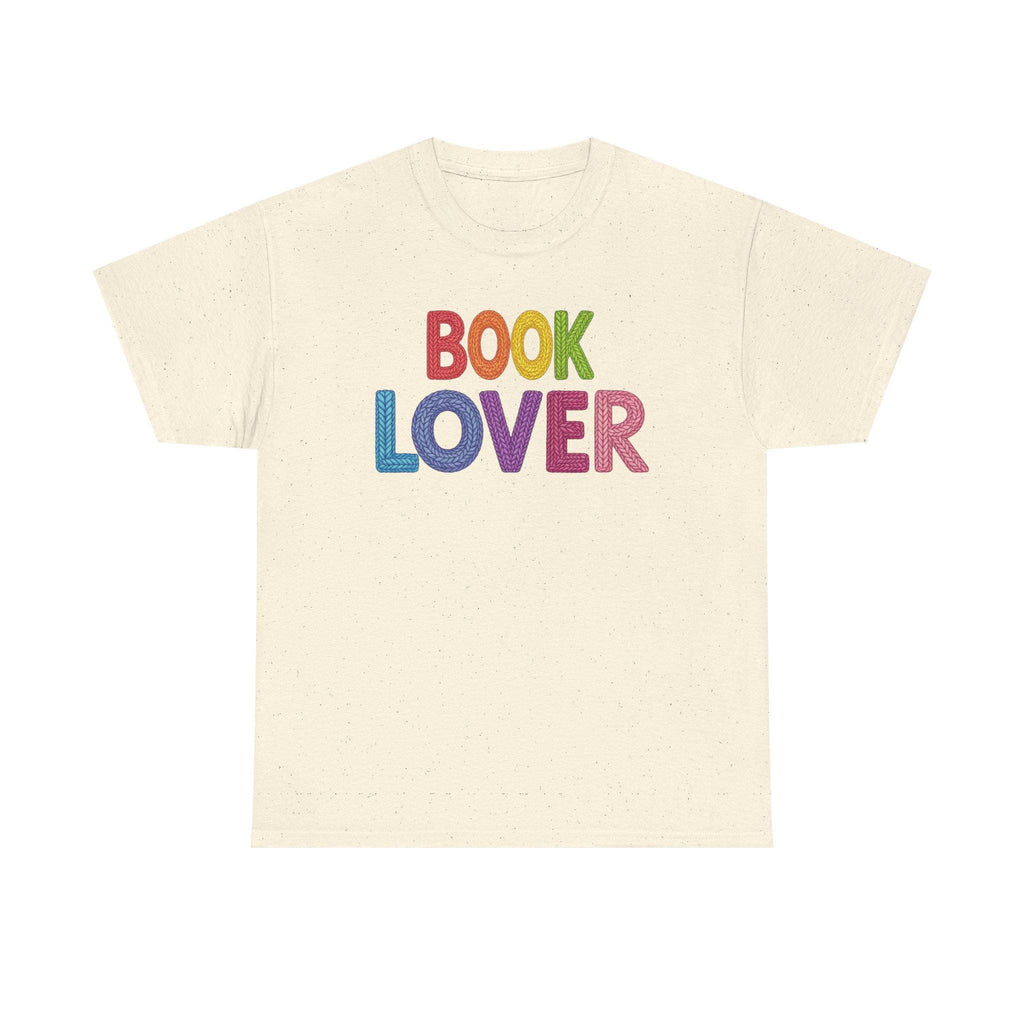 Book Lover Tee | Rainbow Stitched Text, Crew Neck Cotton Shirt