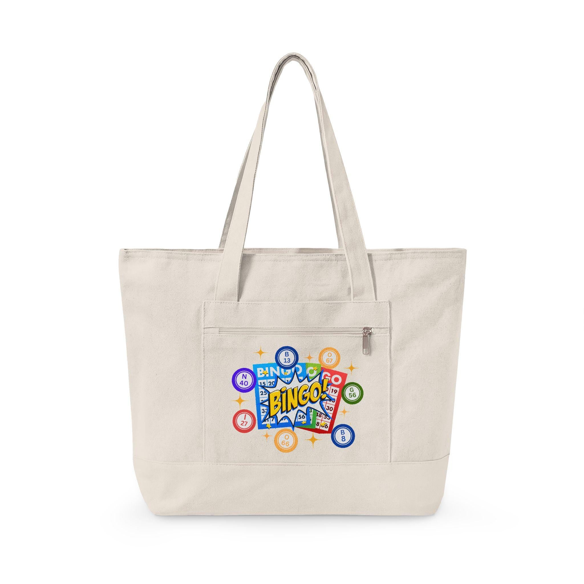 Zippered Canvas Bingo Tote Bag | Game Night, Bingo Caller Accessories